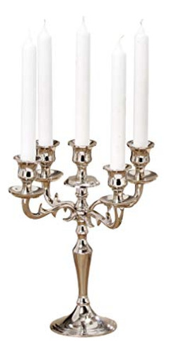 Candelabros Hamptons Candelabro Plateado De Cinco Brazos, De