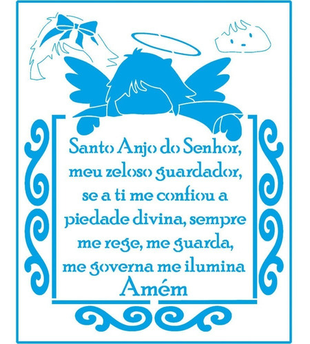 Stencil Retangular -santo Anjo Menina 25x20 Litoarte Str 105