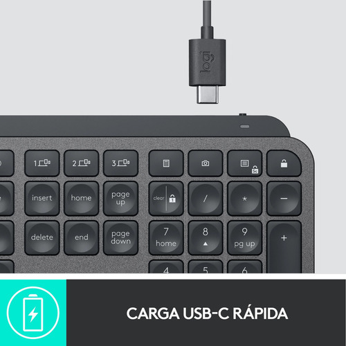 Teclado Inalambrico Logitech Mx Keys Retroiluminado Color del teclado Negro Idioma Español España