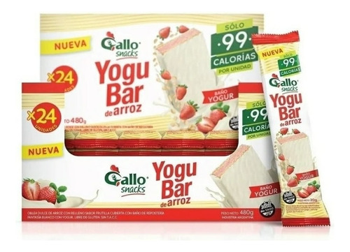 Yogubar Gallo Oblea De Arroz Rellena Sabor Frutilla X 24 U