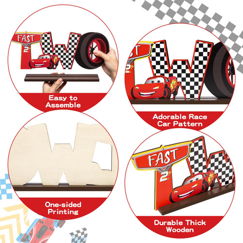 Centros De Mesa Dyhuiyia Race Two, Race Car Two Fast Let