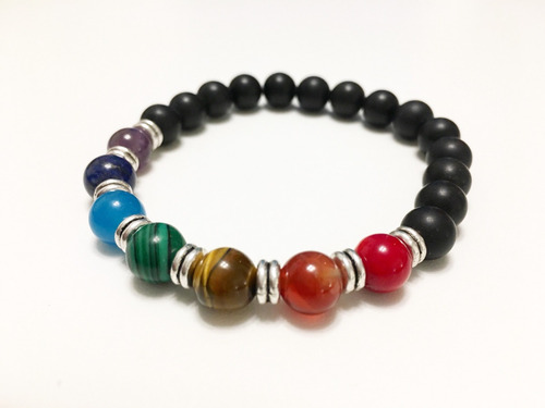Imagen 3 de 10 de Pulsera 7 Chakras - Yoga / Energia . Onix/ Volcánica/ Buda