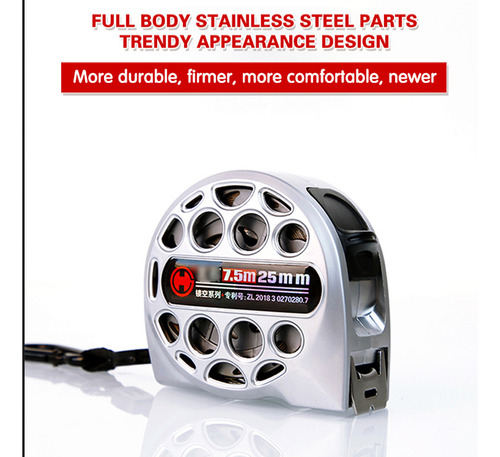 Fita Métrica Profissional Métrica Aço Inox Trava Abs 7.5 M