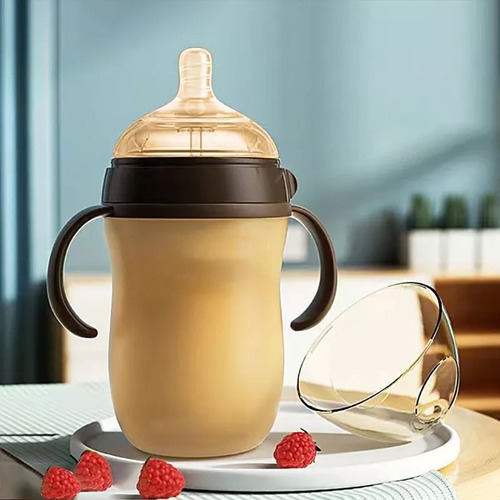 Tetera de silicona, alta tasa de aceptación por parte de los bebés, 250 ml, color: marrón claro, marrón