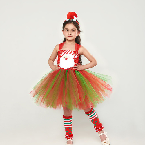 Disfraz De Navidad Papá Noel Vestido De Tutú Fiesta Niñas