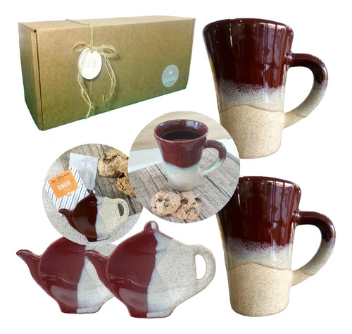 Set Desayuno Taza Kit Artesanal Regalo Box Cerámica Kvjc204