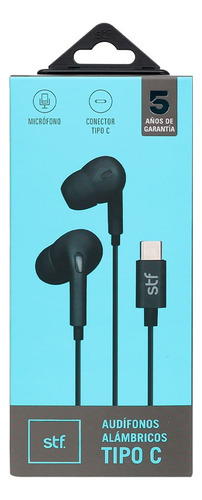Audífonos Alámbricos In Ear Stf Tipo-c, Micrófono, Negro
