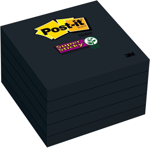 Notas Adhesivas Post It Negro 3x3 5 Pads X 90 Hojas C/u