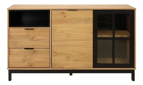 Rack TV Bargueño De Madera Maciza Con Cajones Color Marrón
