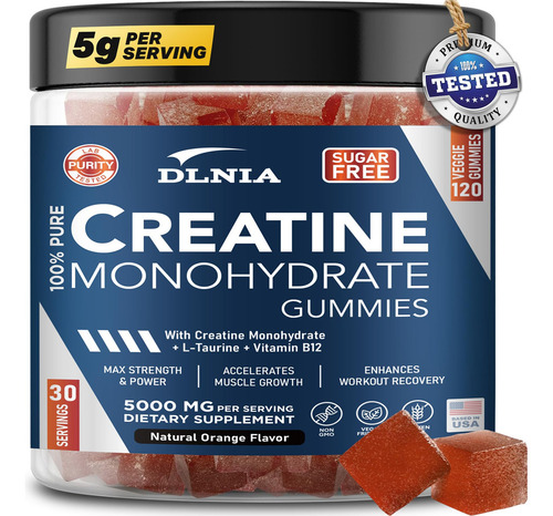 Dlnia- 120 Gomitas De Creatina Monohidrato Para Hombres Y M
