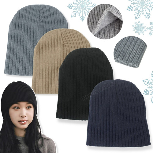 Gorro De Lana Tejido Mujer Hombre Abrigo Liso Frio Invierno