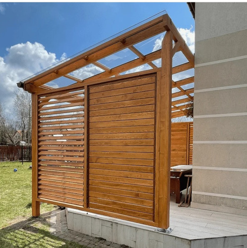 Mecanismo Regulable + Madera! Pérgola Quincho 10 Aletas Negro