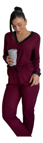 Pijama De Morley De Invierno. Remera Manga Larga Y Pantalón