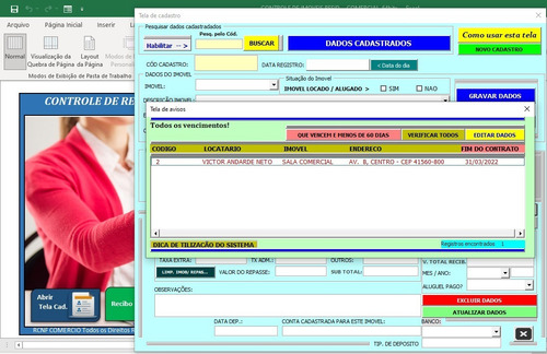 Sistema Recibos De Aluguel E Controle De Imoveis! Excel Vba!