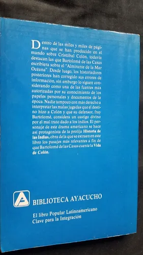Vida De Cristobal Colon Fray Bartolome De Las Casas Ayacucho (Usado)