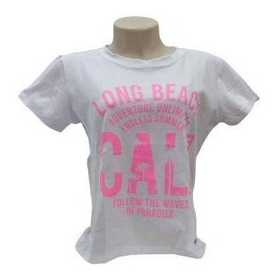 Imagem 1 de 2 de Camiseta T-shirt Feminina Estilosa Long Beach