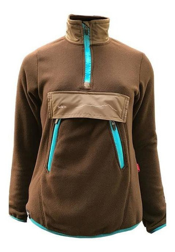 Poleron Polar Selk'n Modelo Anorak'300 Café Mujer