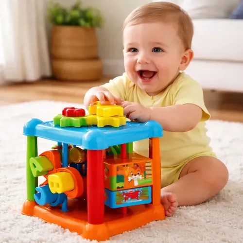 Brinquedo Blocos Cubo Montar Interativo Presente Bebês 1 Ano Colorid