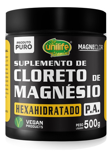 Cloreto De Magnésio Unilife - Hexahidratado P.a  500g Sabor Natural
