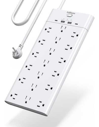 Protector Sobretensiones 19 Tomas, 4 Usb, Cable 6 Pies 1875w