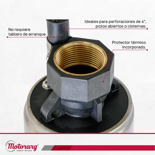 Imagen 5 de 9 de Bomba Sumergible Motorarg 4 Pack 100 M 1 Hp + 30 Mt Cable