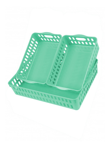 Kit 03 Cestinhas Multiuso 01gr 02pq Verde Elloplas 278