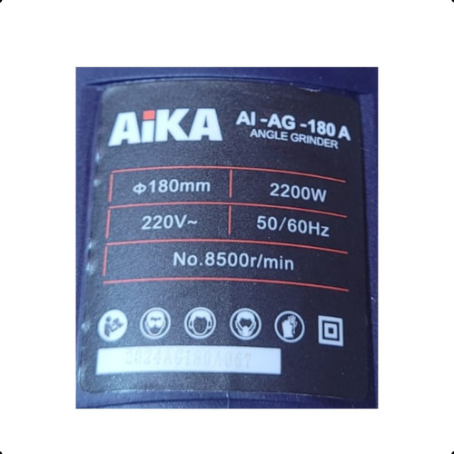 Esmerilhadeira Angular Aika 7 Ai-ag-180a 2200w 8500rpm 220v