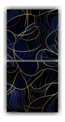 100x50cm Cuadro Diseño Salon Azul Oscuro Sobre Fondo Estamp