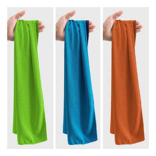 Toalla Deportiva Refrescante De Secado Rápido Con Funda De 90 X 30 Cm, 3pcs Color Naranja + Azul + Verde