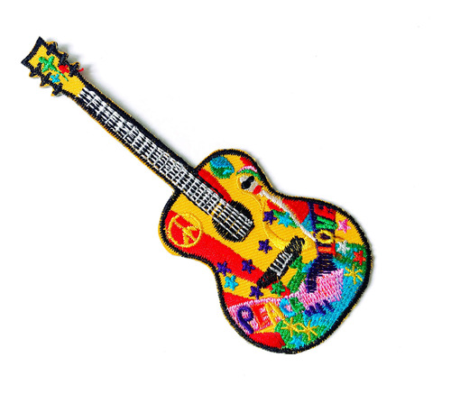 Th Peace Guitar Hippie Guitarra Amante Musica Logo Bordado