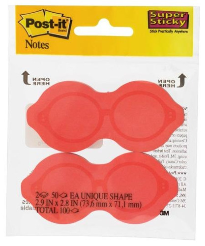 Blocos Adesivos Post-it Formato Óculos Vermelho 7,36 X 7,1c