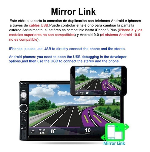 Imagen 3 de 10 de Estéreo Mirrorlink Pantalla Táctil 7 Pulgadas Hd Bluetooth