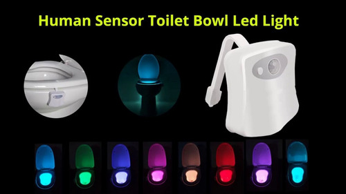 Luz Led Inodoro Para Baño Con Sensor Movimiento En 8 Colores