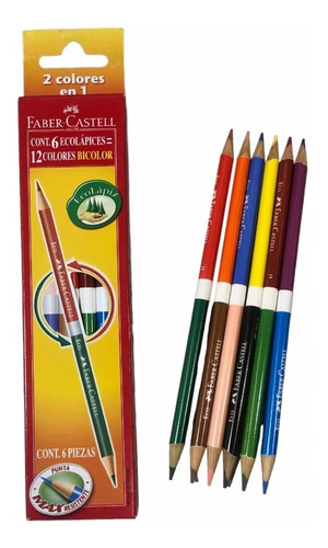 Lapices Faber Castell X 6 Ecolapiz X 12 Colores Bicolor Resi