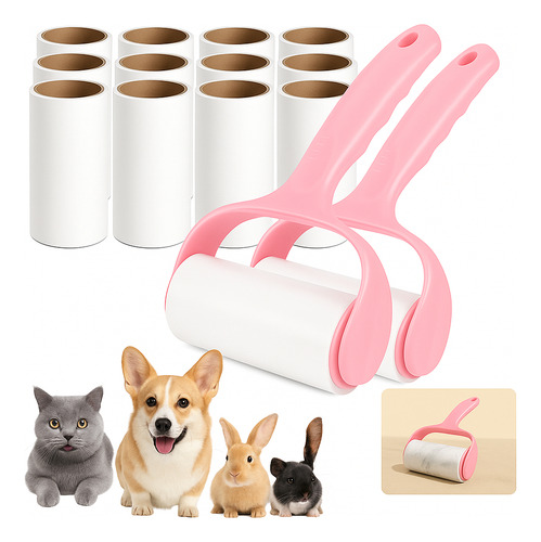Rollo Quita Pelusa Pelo Perro Gato 2 Base+12 Repuestos Adhes