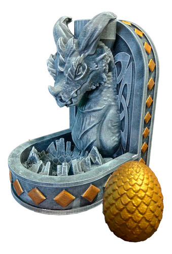 Porta Quemador De Incienso Estilo Huevo De Dragon Color Piedra Y Dorado