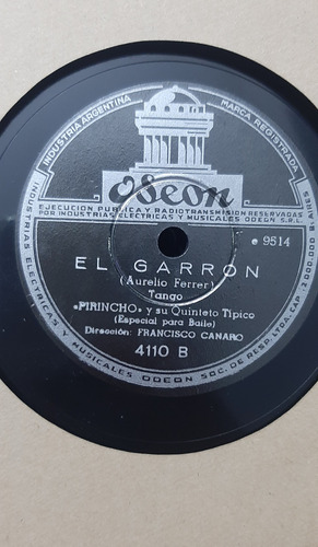 Pirincho Y Su Quinteto Típico - Varios Exce (disco De Pasta) El Alacran/ El Garron (Usado)