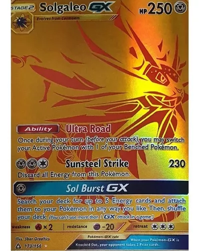 Carta Pokémon Lendário Solgaleo Gx Sol E Lua