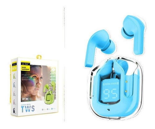 Audífonos Inalámbricos Acefast T8 Ipx4 Con Luz Led Color Azul Hielo