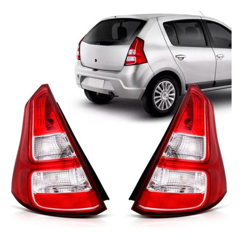 Par Lanterna Traseira Sandero 2012 13 2014 Bicolor C/ Friso Vermelho