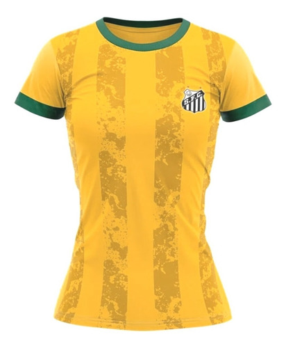 Camiseta Feminina Do Santos Amarela Em Dry Max Torcedora