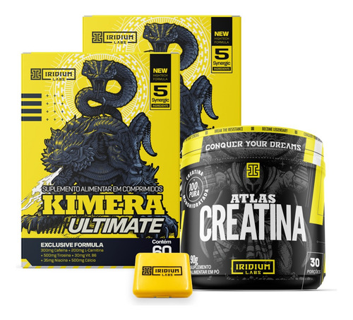 Kit 2x Kimera Ultimate + Creatina + Porta Cáps Sabor Sem sabor