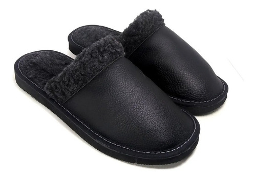 Imagen 2 de 9 de Pantuflas 957 Musita Hombre Livianas Cuero Abrigo Peluche