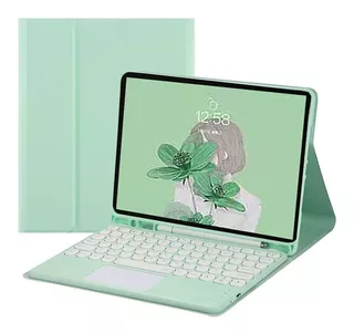 Funda Soporte Verde Teclado Blanco Para Galaxy Tab S6 Lite