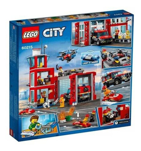 Lego 60215 City Quartel Bombeiros C Veiculo Luz E Som 509pcs