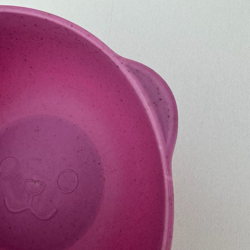 Bowl Tigela Cumbuca Prato Bebê Urso Rosa 650ml Bambu E Pp