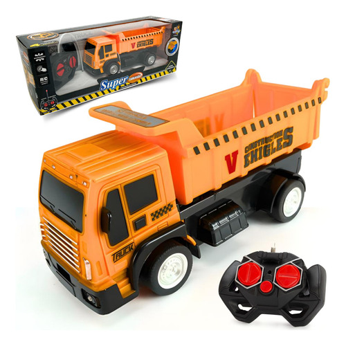 Caminhão Brinquedo Controle Remoto Caçamba Baú Grande Truck Cor Amarelo