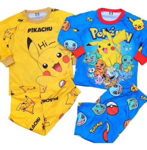 Pijama Pantalon Y Remera Manga Larga, Pikachu Varios Dieños!