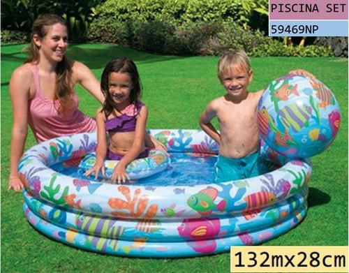 Piscina Inflable Set+flotador+pelota Intex Niños