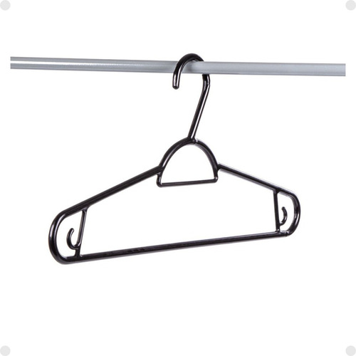 Kit Com 6 Cabides De Plástico Adulto 40cm Sanremo Cor Preto